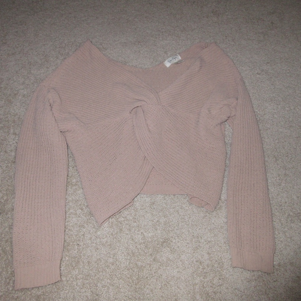 Jessica Simpson Pink V-Neck Sweater with Wrap Detail